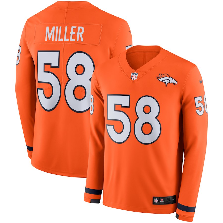 Men Denver Broncos #58 Miller Yellow Limited NFL Nike Therma Long Sleeve Jersey